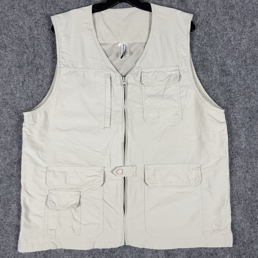 Travel Gear Vest Mens Medium Beige Utility Fishing Hiking Safari Outdoor‎ Vest